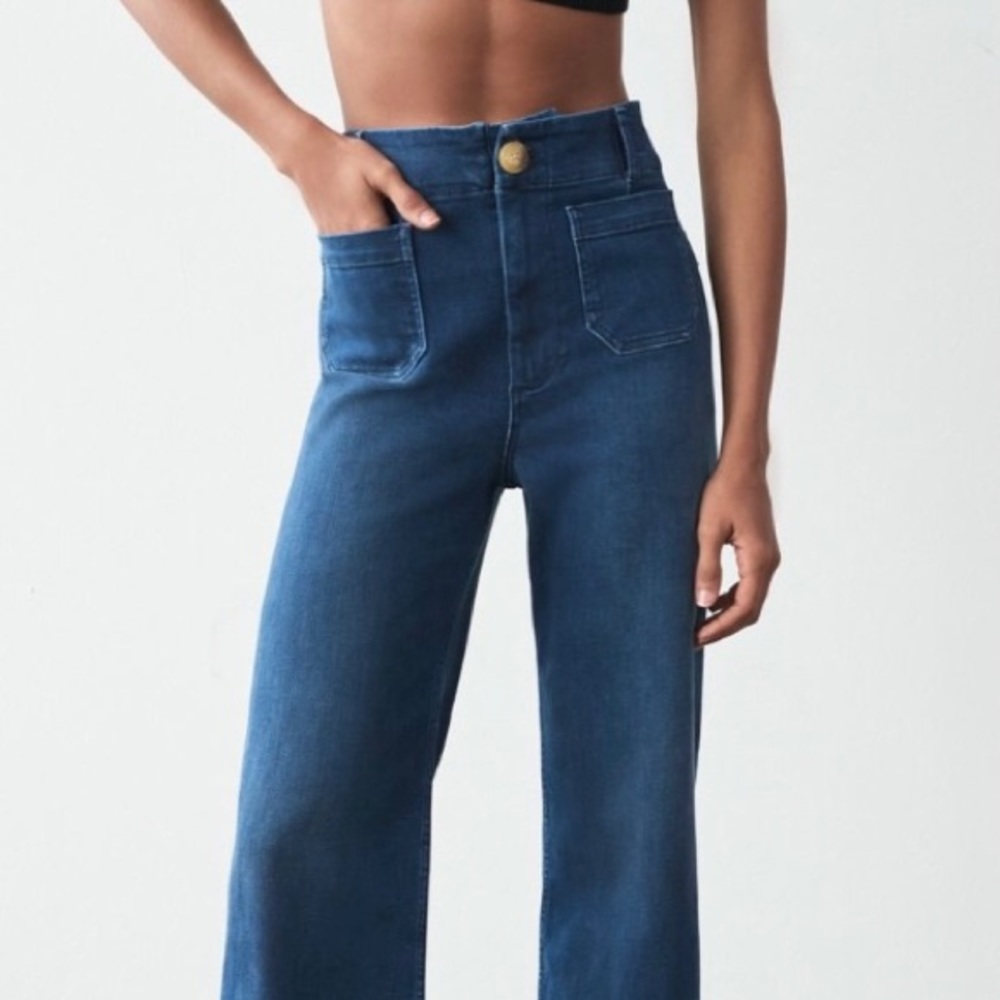 Anthropologie the Skipper Wide Leg Jeans.